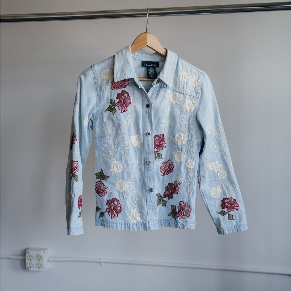 Floral Embroidered Denim Jacket